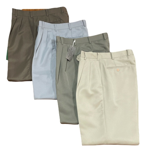 Maxini Collezione Pleated Front Dress Pants Slacks Brown, Gray, Tan Men's 32W - Picture 1 of 9